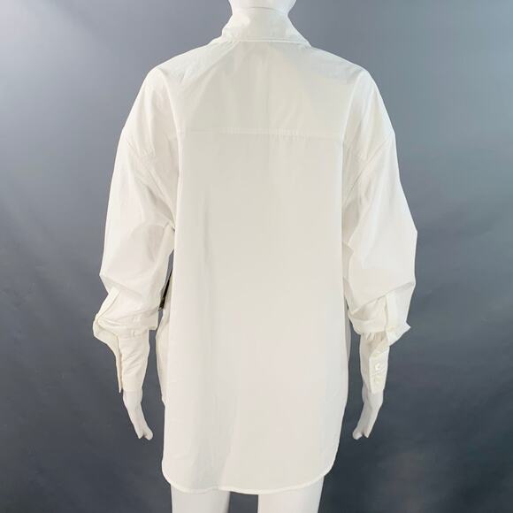 KHAITE Size XS White Cotton Oversized Two Pockets Blouse - Picture 4 of 9